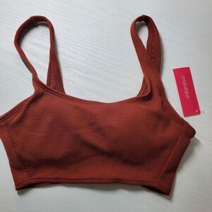 NWT Xhilaration Cropped‎ Tank Top Shelf Bra Size Small Beach Summer Burnt Orange